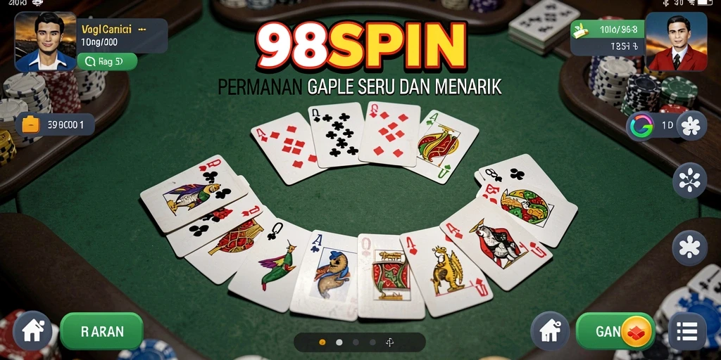 Gameplay seru Gaple dalam 98SPIN mempertemukan pemain di seluruh Indonesia.