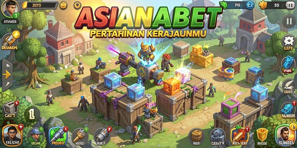 Tampilan gameplay menarik dari ASIANABET dalam pertempuran Tower Defense.