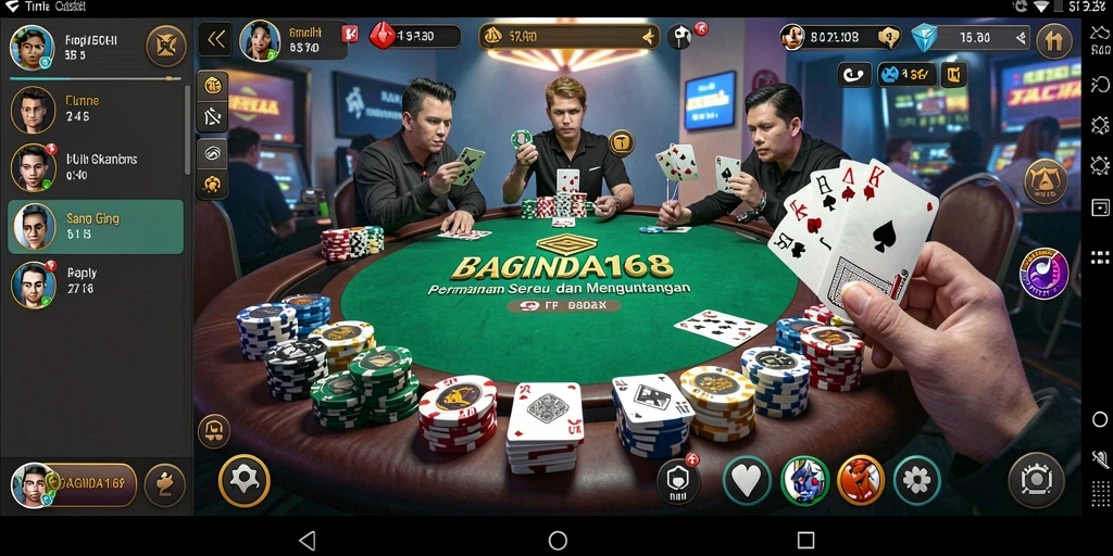 Tampilan gameplay Poker yang mengasyikkan dalam BAGINDA168.