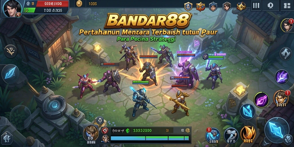 Tampilan gameplay BANDAR88 dalam pertempuran Tower Defense yang mendebarkan.