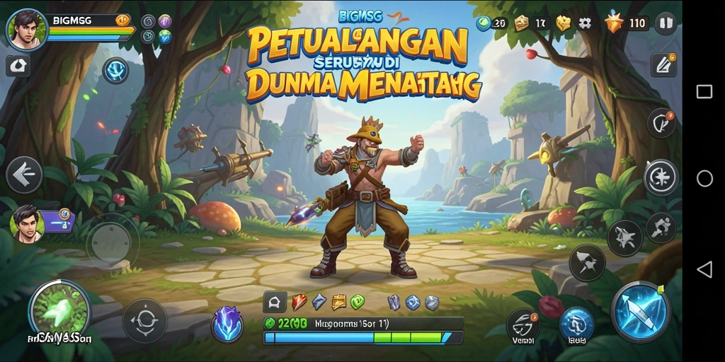 Tangkapan layar menunjukkan aksi seru dalam petualangan BIGMSG.