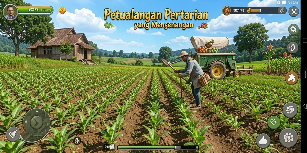 Tampilan gameplay <strong>BRO178</strong> yang menarik saat berkebun dan merawat hewan.