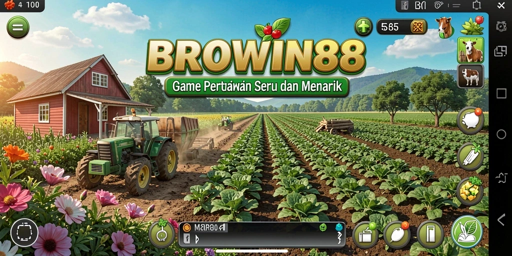 Gameplay BROWIN88 yang menarik dengan pertanian yang menawan.
