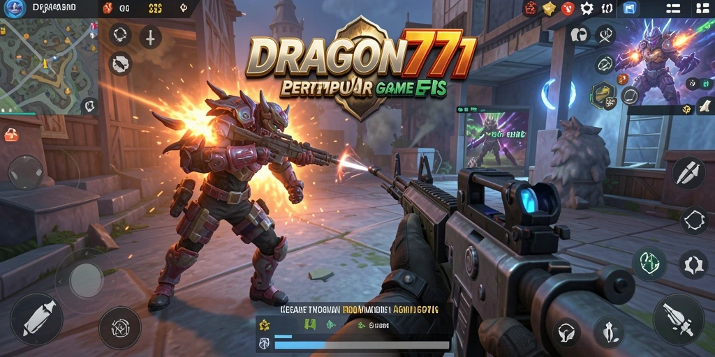 Screenshot gameplay DRAGON777 memperlihatkan aksi tembak-menembak intens.