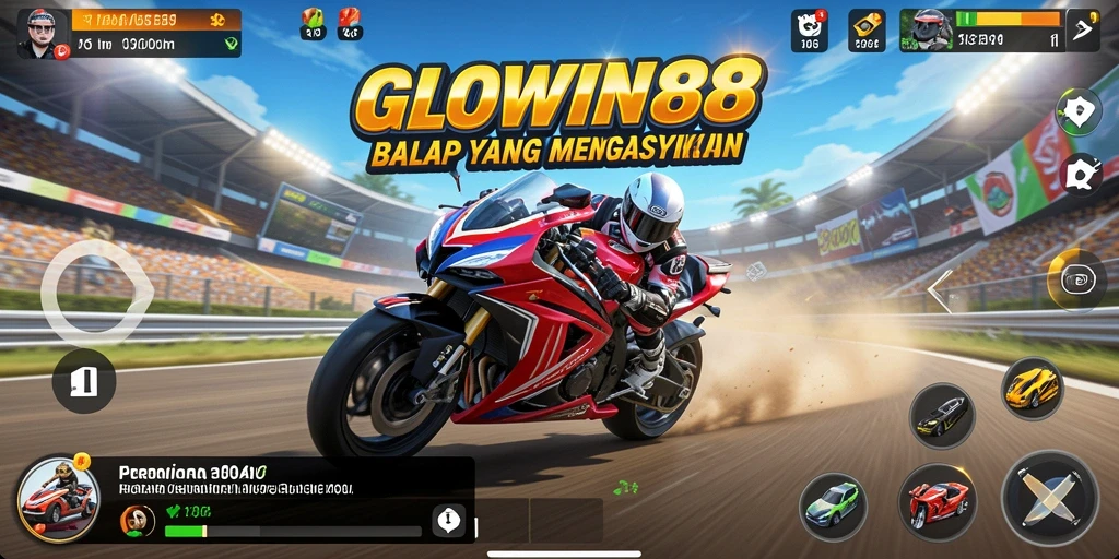 Screenshot gameplay balap GLOWIN88 yang menegangkan.