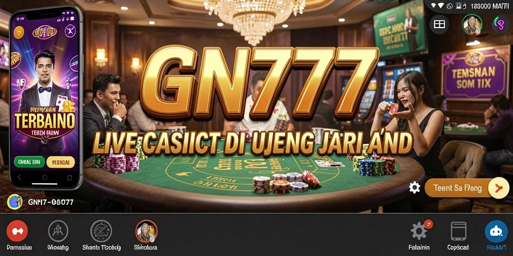 Screenshot gameplay GN777 menunjukkan dealer langsung dan suasana kasino yang mendebarkan.