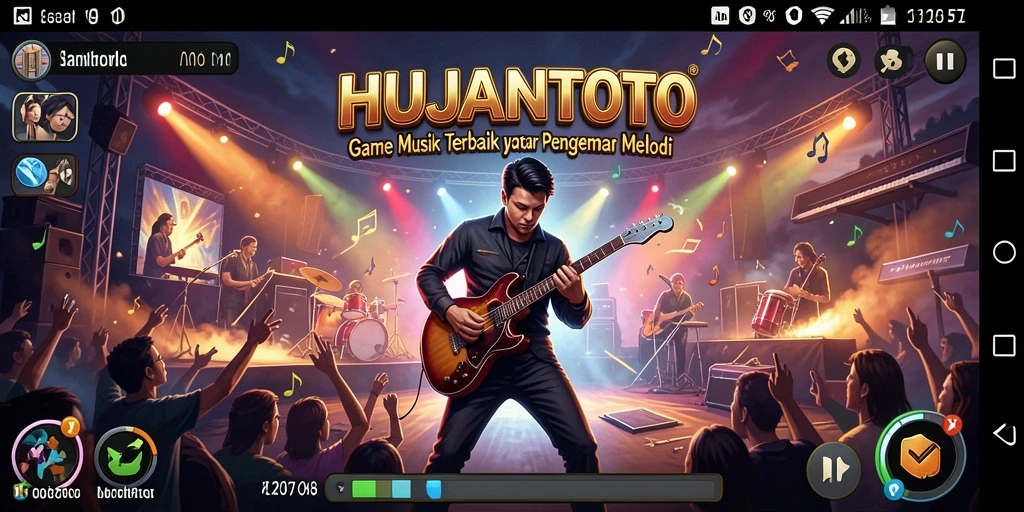 Screenshot gameplay HUJANTOTO menampilkan pengalaman musik yang interaktif.