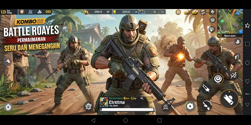 Tampilkan layar gameplay seru di <strong>KOMBO88</strong> yang penuh aksi Battle Royale.