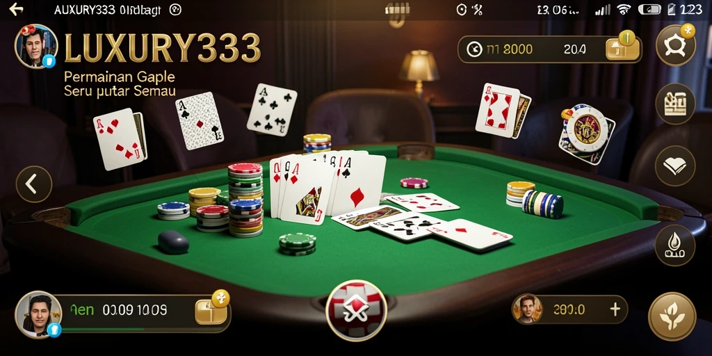 Tampilan gameplay Gaple LUXURY333 yang seru dan interaktif.