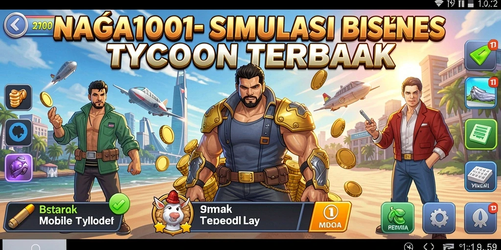 Tangkapan layar gameplay NAGA1001 dengan suasana bisnis yang dinamis.