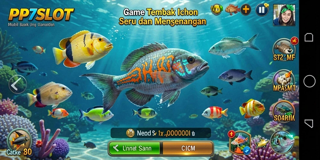 Screenshot utama PP7SLOT menampilkan aksi seru menembak ikan.