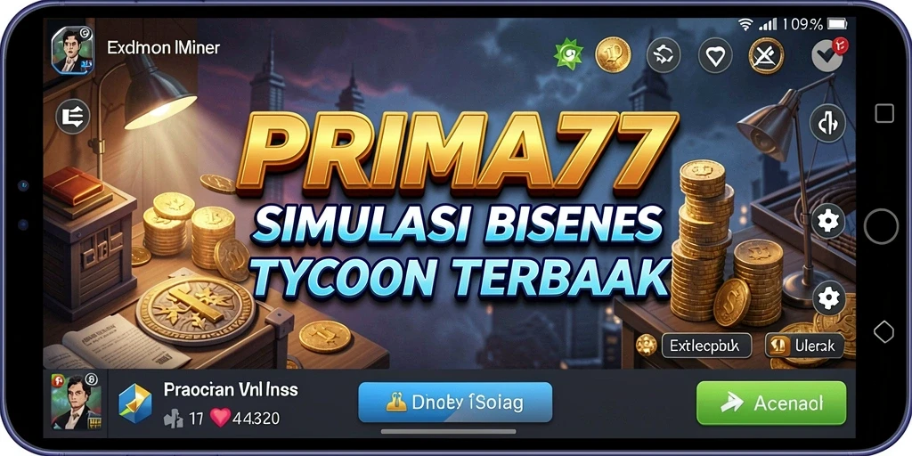 Tangkapan layar PRIMA77 menampilkan kerumitan manajemen bisnis Tycoon yang mendebarkan.