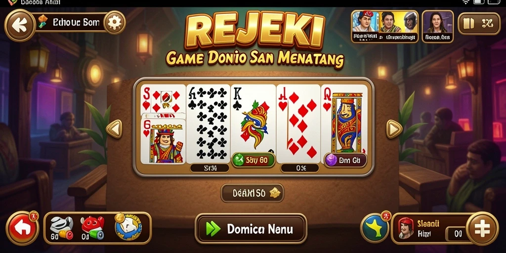 Tampilan gameplay seru dalam permainan Domino REJEKI.