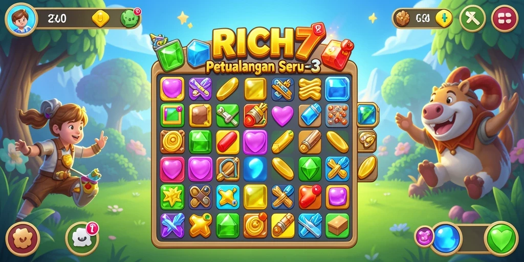 Tampilan gameplay RICH7 yang seru dan penuh warna.
