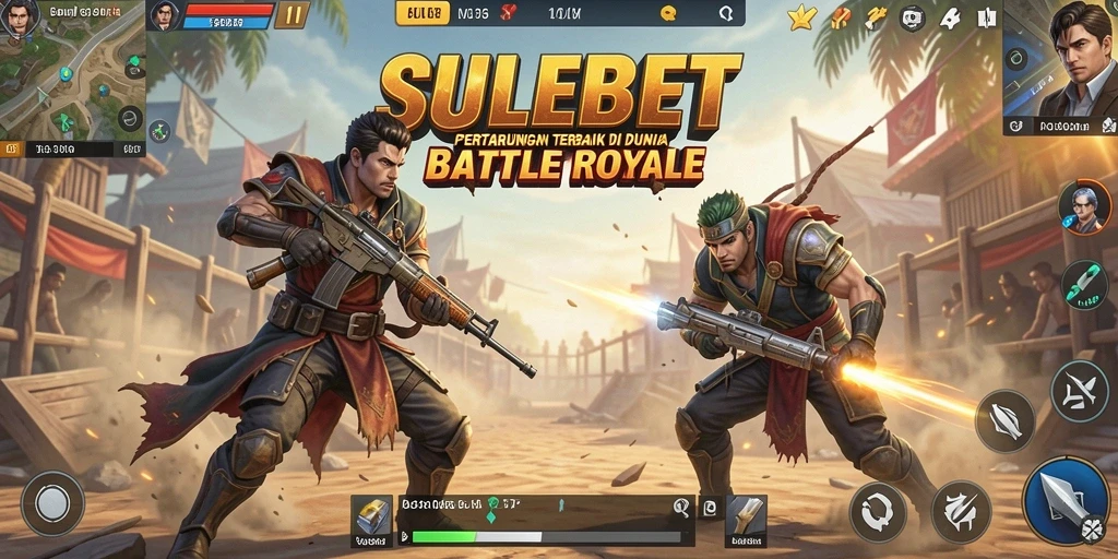 Screenshot utama SULEBET menampilkan gameplay Battle Royale yang menyerupai pertempuran sengit.