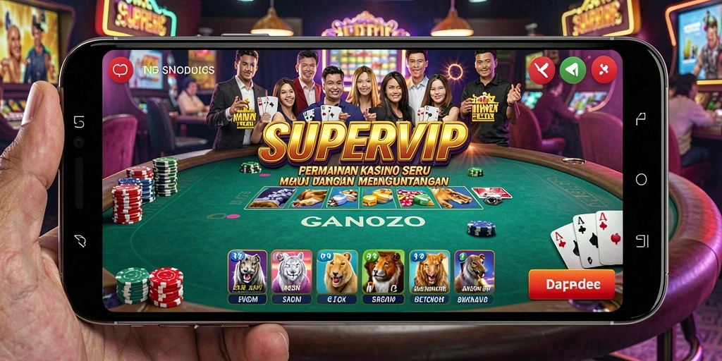 Tampilan menarik dari SUPERVIP yang menampilkan gameplay Kasino yang seru.