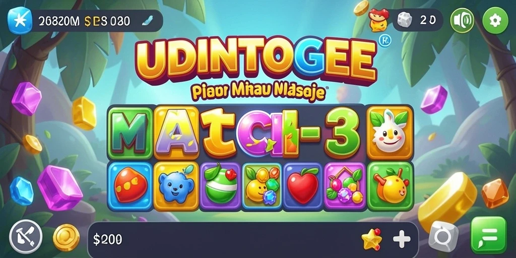 Screenshot utama menunjukkan gameplay seru Match-3.