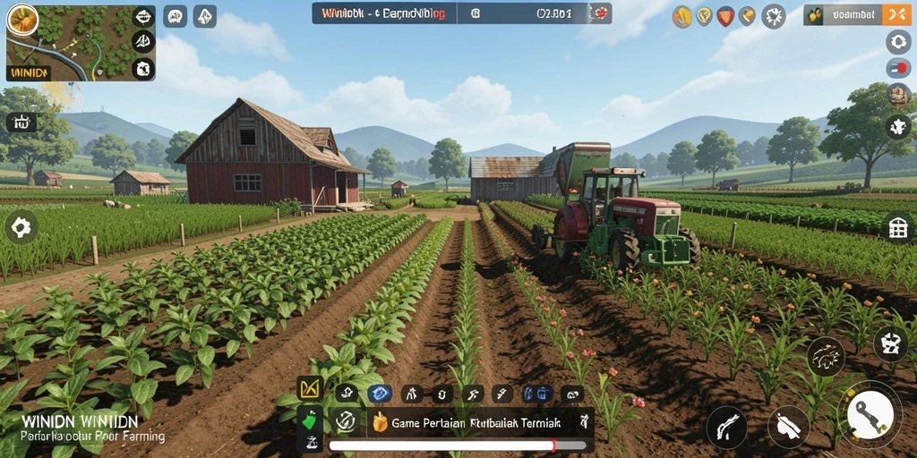 Tampilan gameplay <strong>WINIDN</strong> yang memikat dalam pertanian virtual.