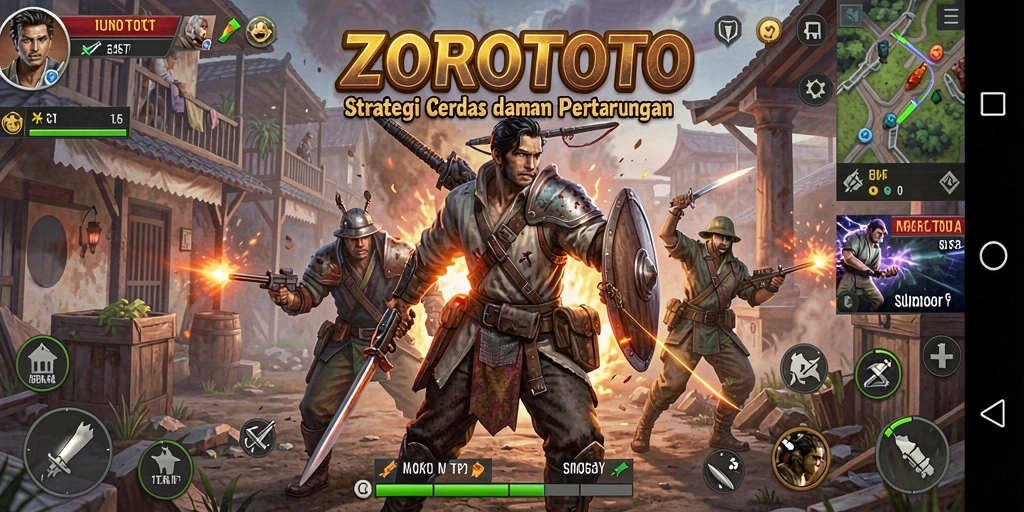 Screenshot gameplay ZOROTOTO menampilkan aksi seru strategi pertempuran.